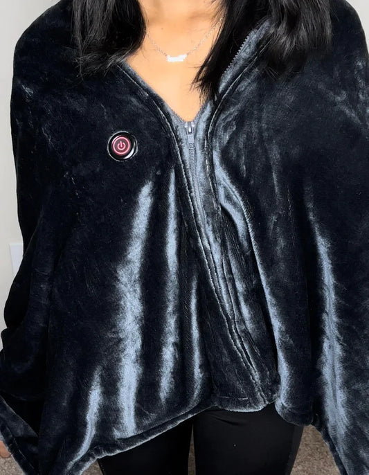 🌟🌟Heated Blanket-Heated Shawl Wraps , Soft Zipper Heating Shawl Wraps Poncho Blanket Hoodie,Warm Shawls Heating Scarf
