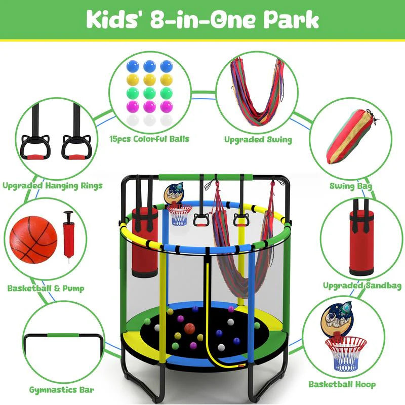 Mini Round Trampoline for Kids with Basketball Hoop