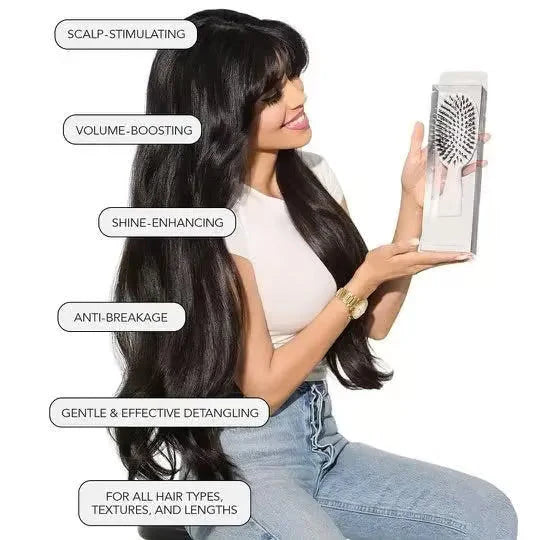 70% OFF Tonight Only ✨ Smoother, Stronger, Shinier Hair - Boar Bristle Brush with Nylon Bristles and Microsphere Massaging Tips