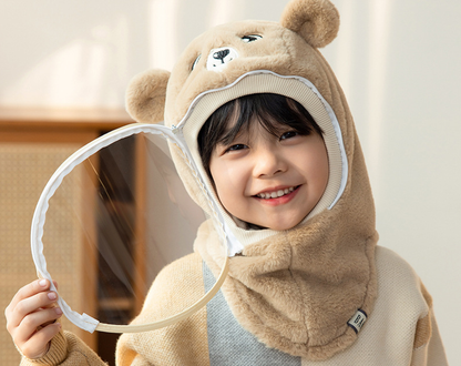 "Kids' Winter Hat with Face Mask, Ear Flaps & Hooded Cape - All-in-One Warmth for Boys & Girls"