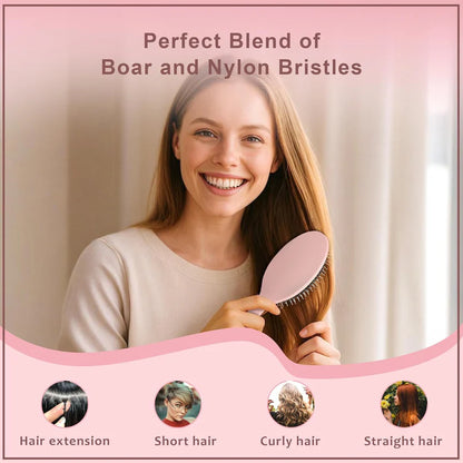 70% OFF Tonight Only ✨ Smoother, Stronger, Shinier Hair - Boar Bristle Brush with Nylon Bristles and Microsphere Massaging Tips