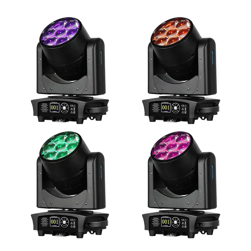 Mini Moving Head DJ Lights 7x40W RGBW 4 in1 Moving Head Light Wash Zoom Beam CTO Stage Lighting Effect with DMX Sound Auto Control for Parties Club Concert Wedding Disco Christmas