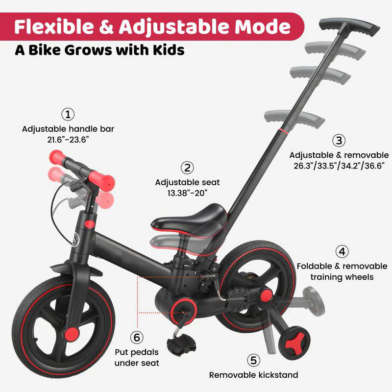 Multi-Functional Toddler Bike with Training Wheels