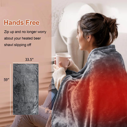 🌟🌟Heated Blanket-Heated Shawl Wraps , Soft Zipper Heating Shawl Wraps Poncho Blanket Hoodie,Warm Shawls Heating Scarf