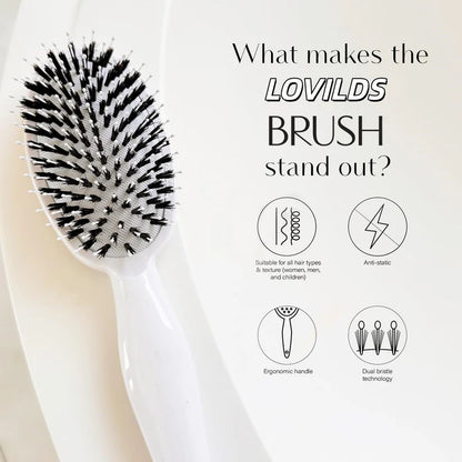 70% OFF Tonight Only ✨ Smoother, Stronger, Shinier Hair - Boar Bristle Brush with Nylon Bristles and Microsphere Massaging Tips