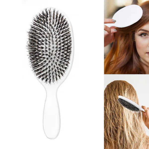 70% OFF Tonight Only ✨ Smoother, Stronger, Shinier Hair - Boar Bristle Brush with Nylon Bristles and Microsphere Massaging Tips