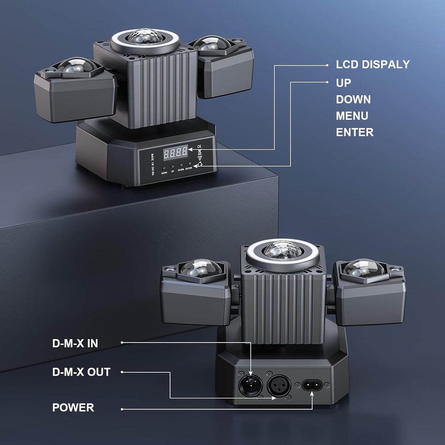 Stage Lights Moving Heads,65W LED RGBW 4-in-1 Disco Light with Functional Remote Control,DMX512,Sound Activated,Party Lights for DJ Bar Concert KTV Party Wedding Halloween Christmas