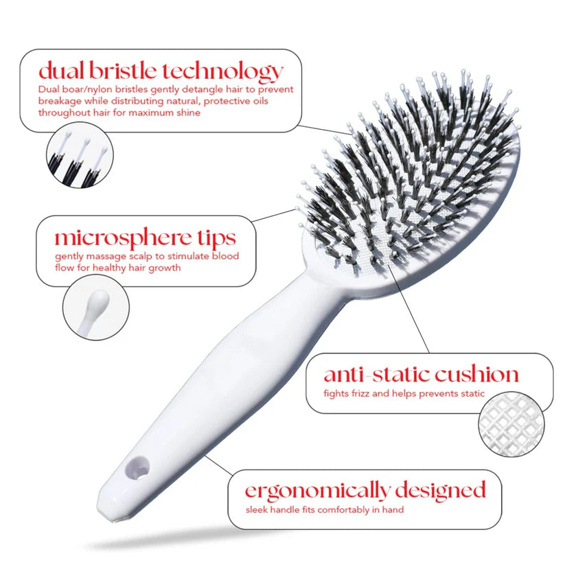 70% OFF Tonight Only ✨ Smoother, Stronger, Shinier Hair - Boar Bristle Brush with Nylon Bristles and Microsphere Massaging Tips