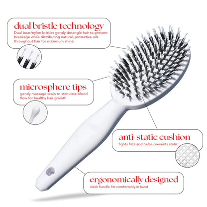 70% OFF Tonight Only ✨ Smoother, Stronger, Shinier Hair - Boar Bristle Brush with Nylon Bristles and Microsphere Massaging Tips