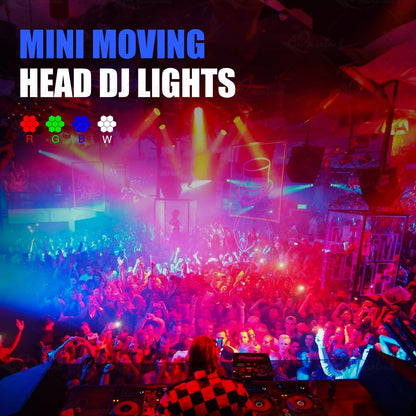 Mini Moving Head DJ Lights 7x40W RGBW 4 in1 Moving Head Light Wash Zoom Beam CTO Stage Lighting Effect with DMX Sound Auto Control for Parties Club Concert Wedding Disco Christmas