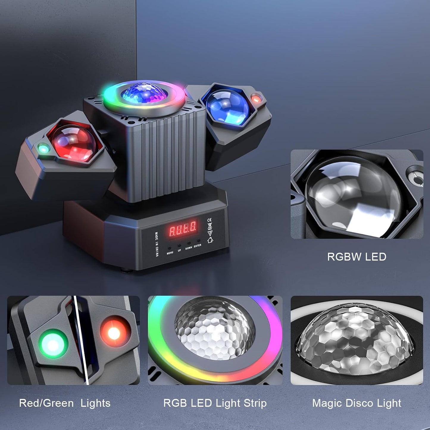 Stage Lights Moving Heads,65W LED RGBW 4-in-1 Disco Light with Functional Remote Control,DMX512,Sound Activated,Party Lights for DJ Bar Concert KTV Party Wedding Halloween Christmas