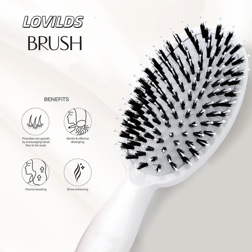 70% OFF Tonight Only ✨ Smoother, Stronger, Shinier Hair - Boar Bristle Brush with Nylon Bristles and Microsphere Massaging Tips