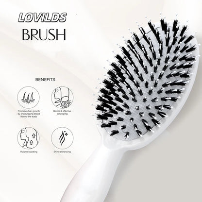 70% OFF Tonight Only ✨ Smoother, Stronger, Shinier Hair - Boar Bristle Brush with Nylon Bristles and Microsphere Massaging Tips