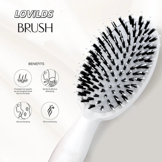 70% OFF Tonight Only ✨ Smoother, Stronger, Shinier Hair - Boar Bristle Brush with Nylon Bristles and Microsphere Massaging Tips