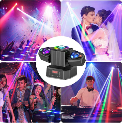 Stage Lights Moving Heads,65W LED RGBW 4-in-1 Disco Light with Functional Remote Control,DMX512,Sound Activated,Party Lights for DJ Bar Concert KTV Party Wedding Halloween Christmas