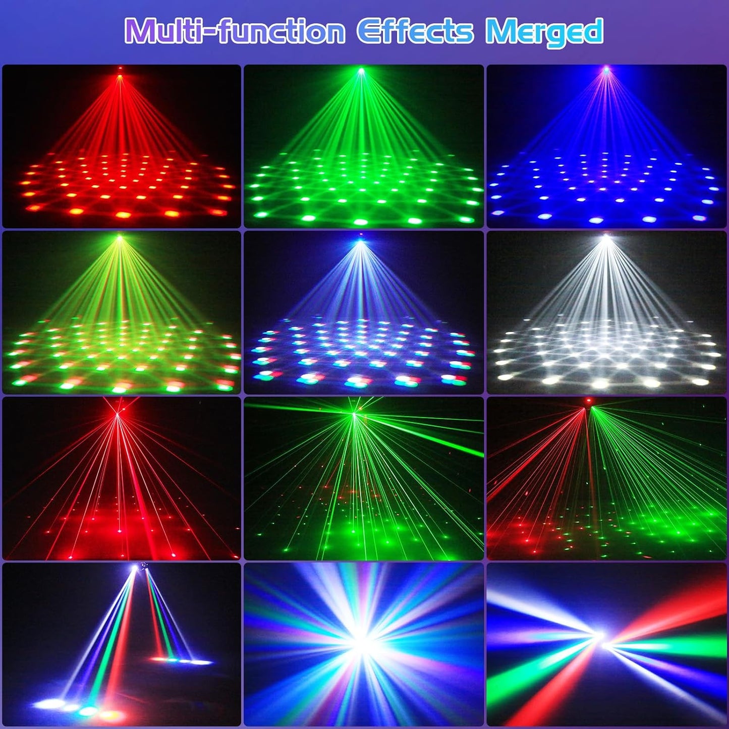 Stage Lights Moving Heads,65W LED RGBW 4-in-1 Disco Light with Functional Remote Control,DMX512,Sound Activated,Party Lights for DJ Bar Concert KTV Party Wedding Halloween Christmas