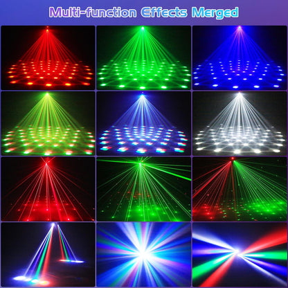 Stage Lights Moving Heads,65W LED RGBW 4-in-1 Disco Light with Functional Remote Control,DMX512,Sound Activated,Party Lights for DJ Bar Concert KTV Party Wedding Halloween Christmas