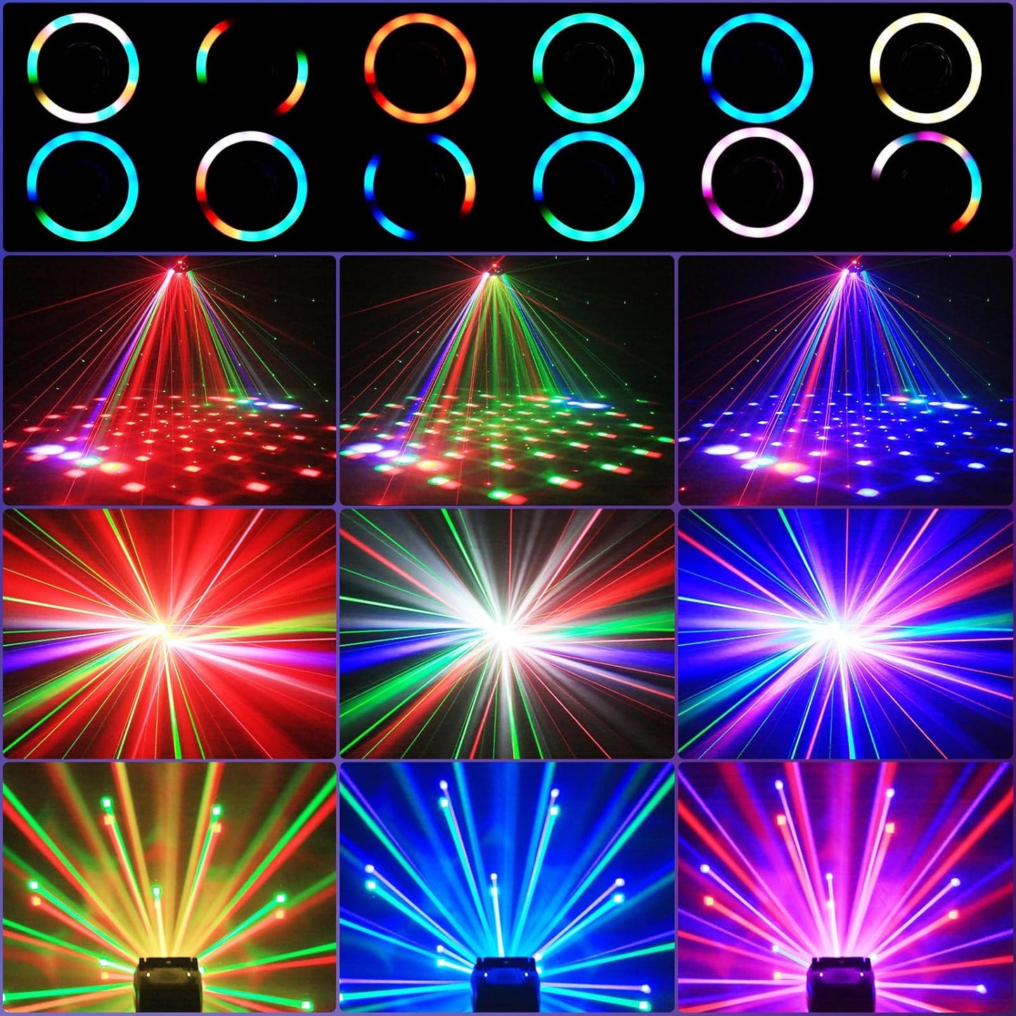 Stage Lights Moving Heads,65W LED RGBW 4-in-1 Disco Light with Functional Remote Control,DMX512,Sound Activated,Party Lights for DJ Bar Concert KTV Party Wedding Halloween Christmas