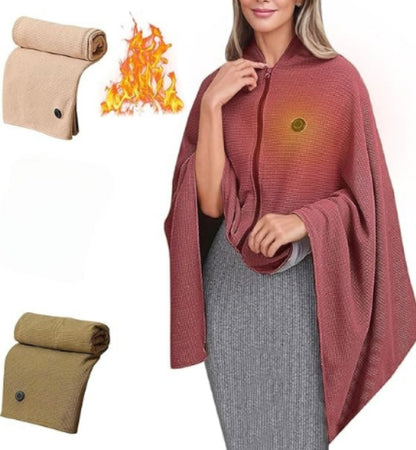 Heated Blanket-Heated Shawl Wraps , Soft Zipper Heating Shawl Wraps Poncho Blanket Hoodie,Warm Shawls Heating Scarf