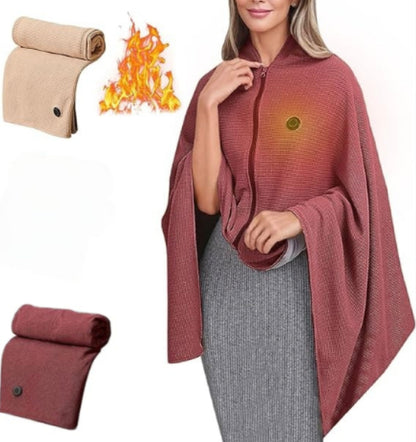 Heated Blanket-Heated Shawl Wraps , Soft Zipper Heating Shawl Wraps Poncho Blanket Hoodie,Warm Shawls Heating Scarf