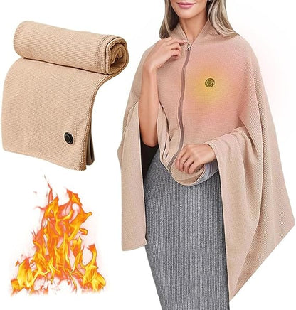 Heated Blanket-Heated Shawl Wraps , Soft Zipper Heating Shawl Wraps Poncho Blanket Hoodie,Warm Shawls Heating Scarf