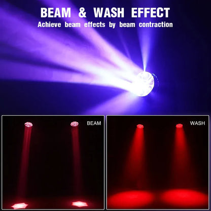 Mini Moving Head DJ Lights 7x40W RGBW 4 in1 Moving Head Light Wash Zoom Beam CTO Stage Lighting Effect with DMX Sound Auto Control for Parties Club Concert Wedding Disco Christmas
