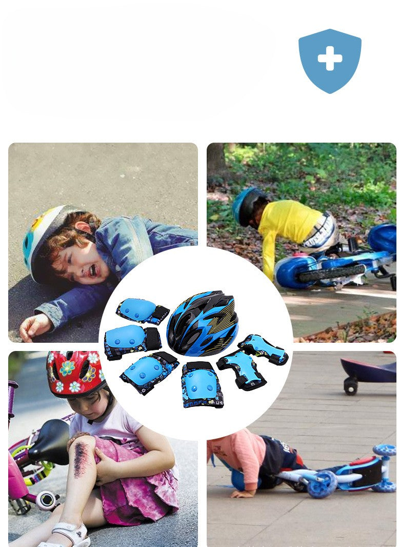 Children's protective gear, roller skating protective gear set, ice skateboard, balance bike anti-fall equipment, knee pads, hand pads, elbow pads, helmet