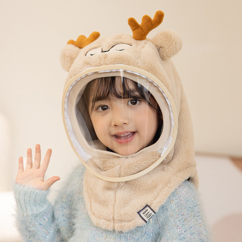 "Kids' Winter Hat with Face Mask, Ear Flaps & Hooded Cape - All-in-One Warmth for Boys & Girls"
