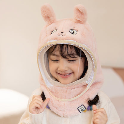 "Kids' Winter Hat with Face Mask, Ear Flaps & Hooded Cape - All-in-One Warmth for Boys & Girls"