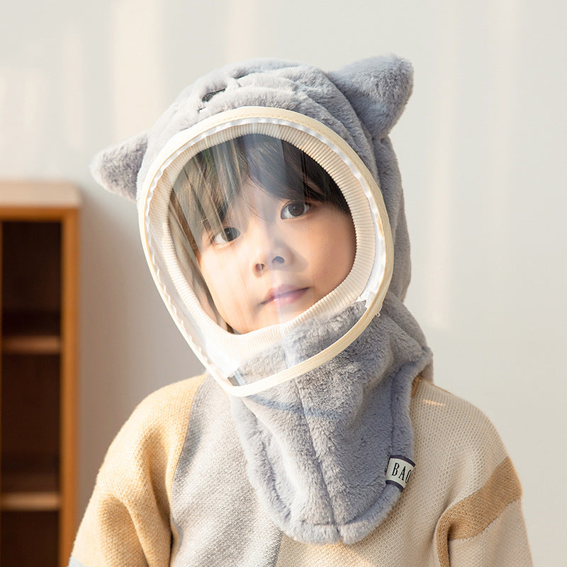 "Kids' Winter Hat with Face Mask, Ear Flaps & Hooded Cape - All-in-One Warmth for Boys & Girls"