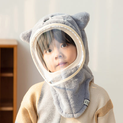 "Kids' Winter Hat with Face Mask, Ear Flaps & Hooded Cape - All-in-One Warmth for Boys & Girls"