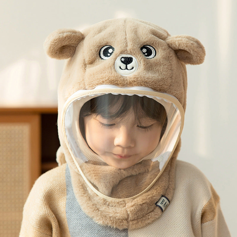 "Kids' Winter Hat with Face Mask, Ear Flaps & Hooded Cape - All-in-One Warmth for Boys & Girls"
