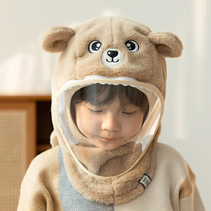 "Kids' Winter Hat with Face Mask, Ear Flaps & Hooded Cape - All-in-One Warmth for Boys & Girls"