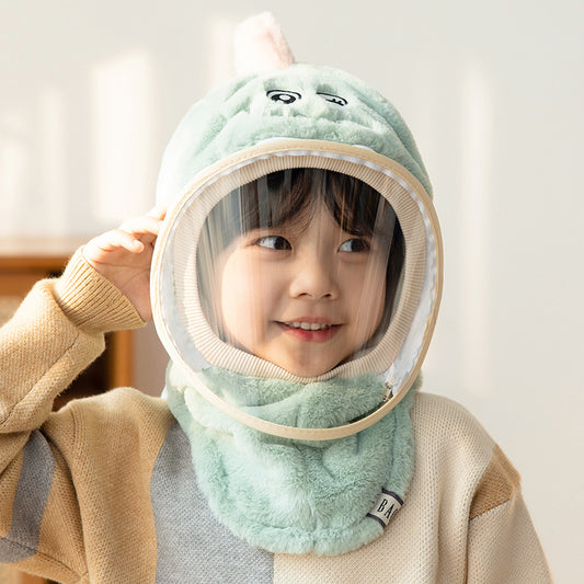 "Kids' Winter Hat with Face Mask, Ear Flaps & Hooded Cape - All-in-One Warmth for Boys & Girls"