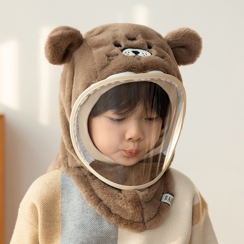 "Kids' Winter Hat with Face Mask, Ear Flaps & Hooded Cape - All-in-One Warmth for Boys & Girls"