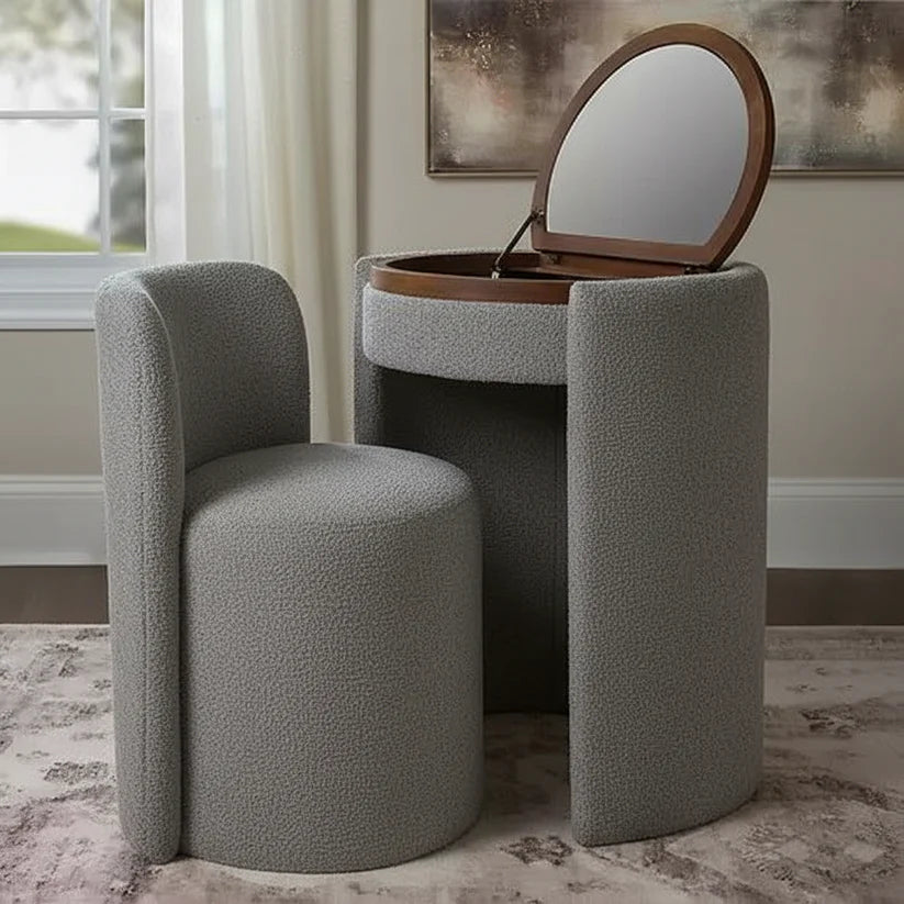 🎅Black Friday Sale 50% OFF 💄Vanity Set: Elegant Chair & Flip-Up Mirror 🛋️