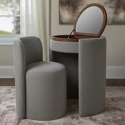 🎅Black Friday Sale 50% OFF 💄Vanity Set: Elegant Chair & Flip-Up Mirror 🛋️