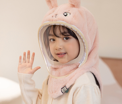 "Kids' Winter Hat with Face Mask, Ear Flaps & Hooded Cape - All-in-One Warmth for Boys & Girls"